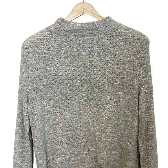 Free People Linen Boho Wrap Crossover Long Sleeve Sweater Top Size S Gray - Picture 7 of 10
